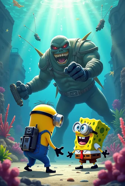 Minion vs SpongeBob anime battle