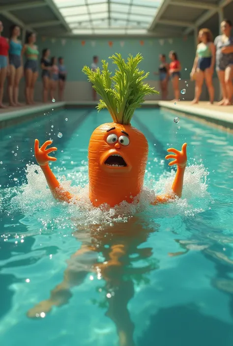 Carrot drowning in swimming class 