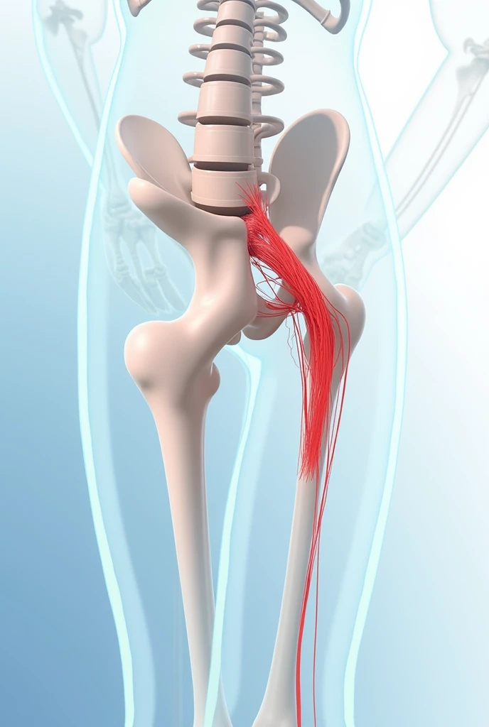  Create an informative image about hip health ,  highlighting a detailed illustration of the human hip joint .  The image must show the anatomy , including bones ,  cartilage and ligaments ,  with a clear and educational appearance .  The background must b...