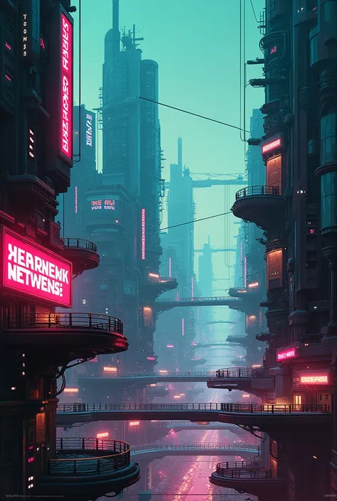 Painting idea on cyberpunk colour palette. Some kind of layout style 