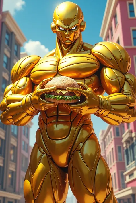 Je voudrais golden Freezer de la série animé Drangon ball z super qui tiens un sandwich en or je veux que le personnage sois comme dans lanimé 