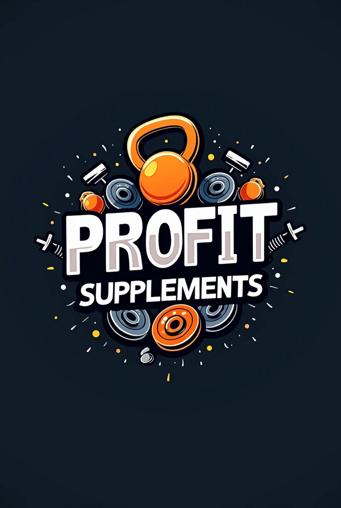 Create a logo for my brand of gym supplements and with the name profit supplements but that looks like gym objects but that at the same time looks like it can be seen by everyone