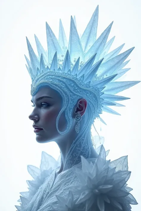 Ice Masters Headband :  A crown made of ice crystals ,  that increased the wearers intelligence and magical ability. 8k, white background png. Games of Thrones style 