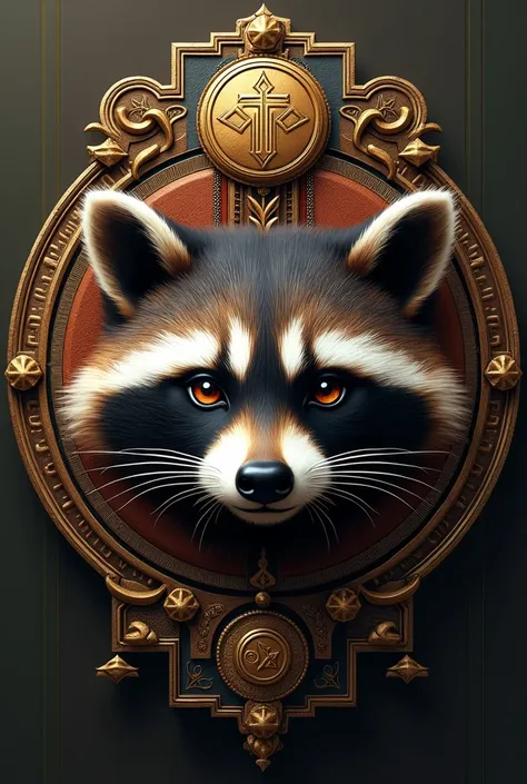 A religious emblem with the face of a raccoon.