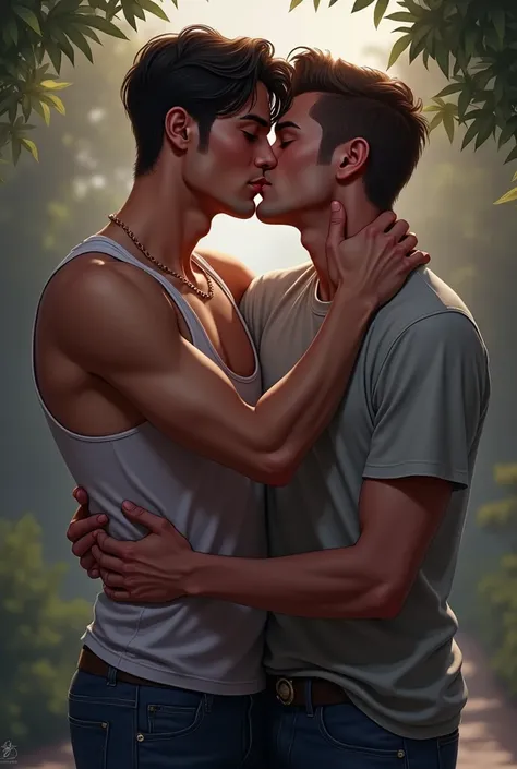 2 men kissing 