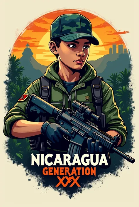   Nicaragua Generation XXX logo
That he carries a gun, Sable something representative of cadets 