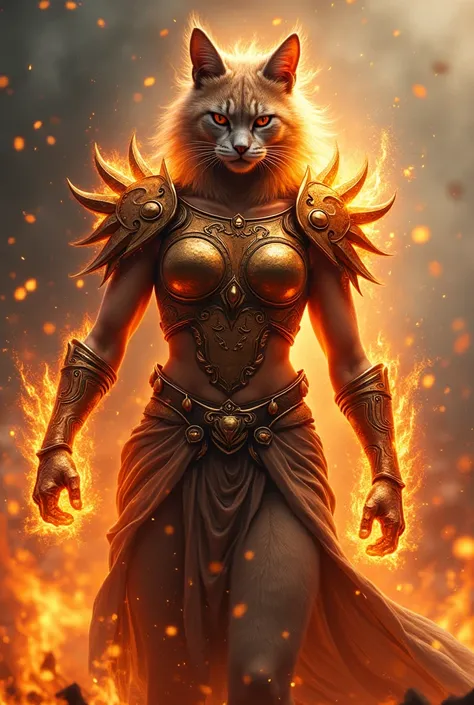 Fire style character with a cats breastplate