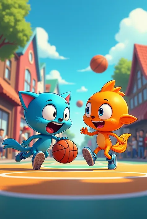 gumball y darwin jugando basquet