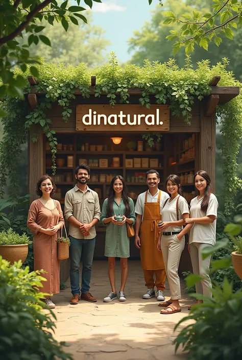 Design an image to promote a naturist drugstore called Dinatural.
