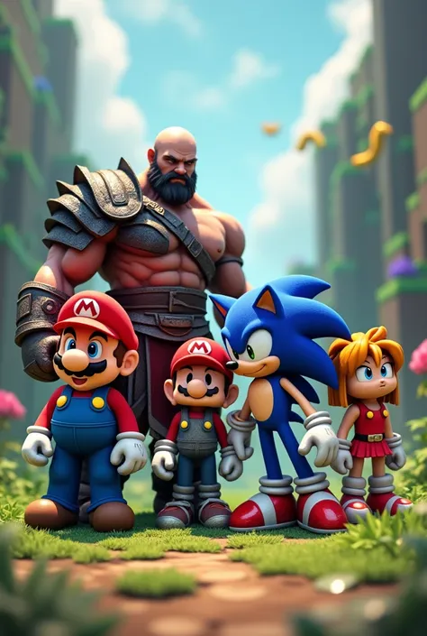 Mario and Kratos and Sonic and Minecraft became friends











