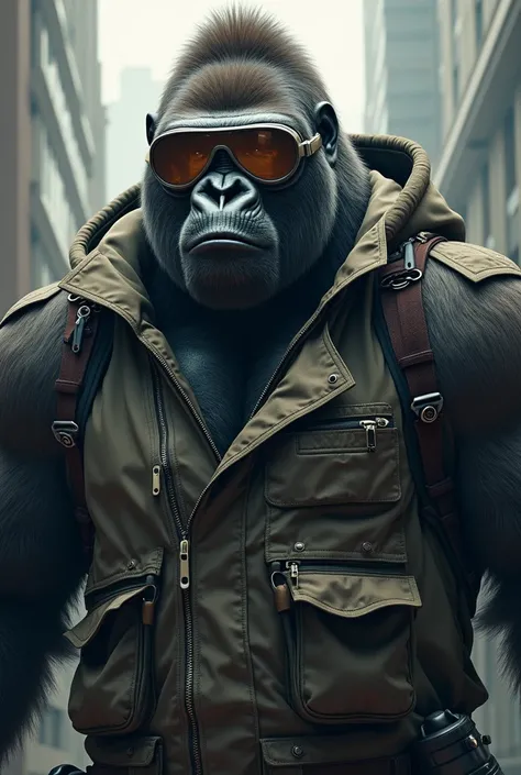 gorilla with jacket and goggles