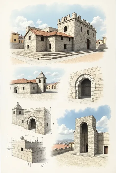 drawings of freehand construction details of ashlar structures in Arequipa structure emphasizes