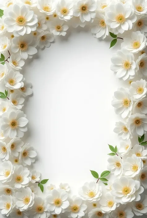 white background fully lined with white flowers in 3d without leaving spaces without flowers