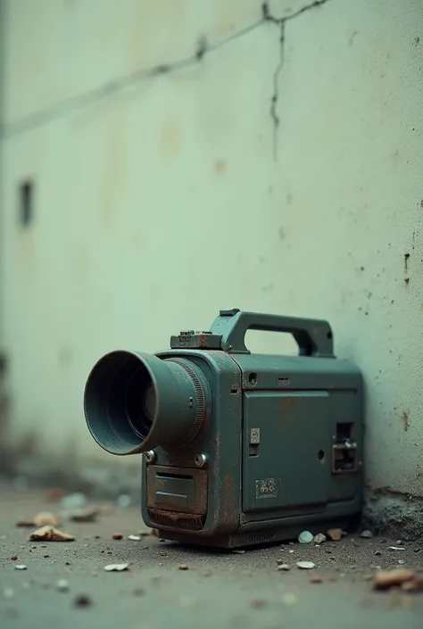  The Discovery of the Video Camera **  
   image:  An old video camera , on the ground,  pointing at a wall with traces of dust.  
    Screen Text : *"A camera was left behind ..."*