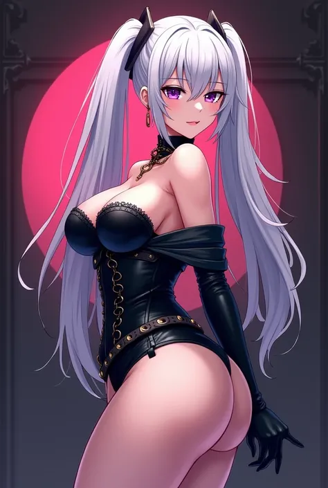 Best quality, High accuracy, Great job, precise, High resolution, sexy mature anime woman, masterpiece, best quality, big breasts, perfect hair, long white hair, ((twin tails)) street clothes, white fox ears, limited color, thighs, purple eyes, seductive, ...