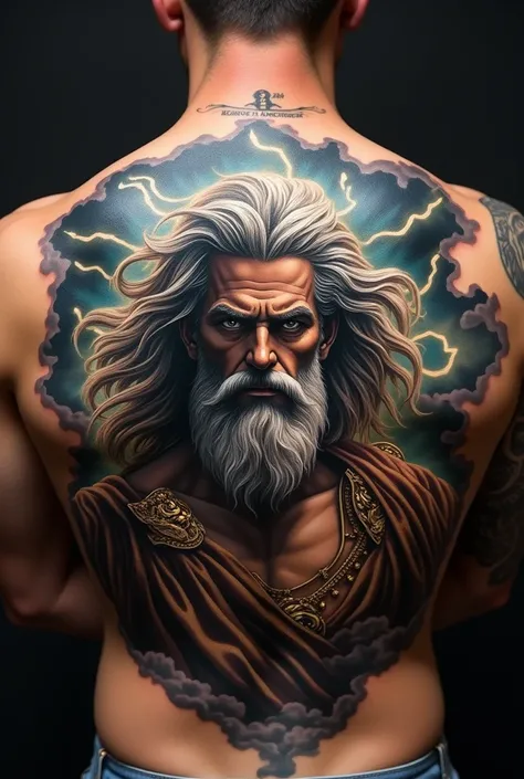 Zeus tattoo on the back
