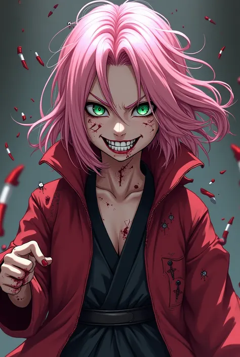 Sakura haruno,  from Masashi Kishimotos Naruto Shippuden universe ,  is completely transformed by madness ,  channeling a chaotic and dangerous energy that It comes back as intimidating as it is fascinating. Her pink hair,  now disordered and covered in re...