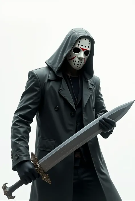 Jason masked white Jason with giant shiny sideways sword half thin white Eminem