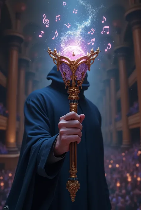 Scepter with shiny musical notes 