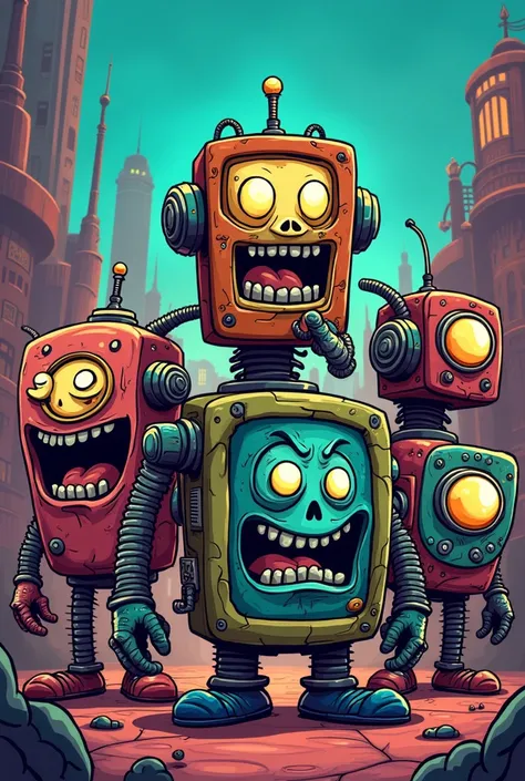 Cartoon gadgets have angry face like a zombies