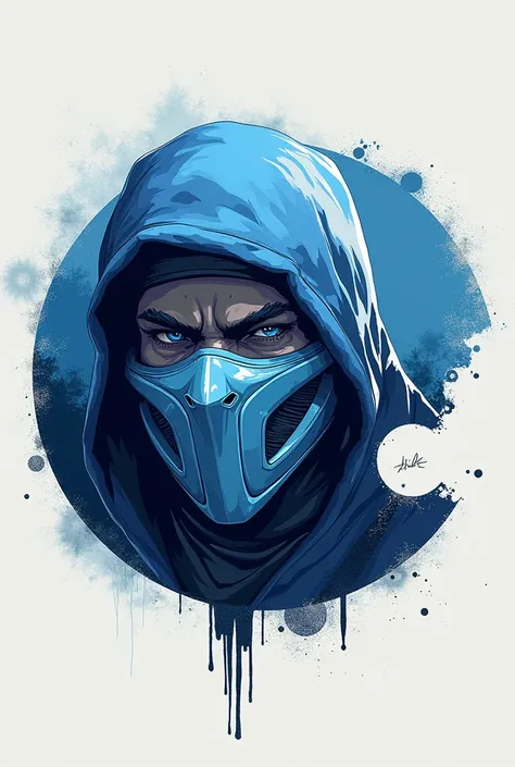 Palette type logo bitten on one side and with a Mortal Kombat subzero face in the shape of a palette 