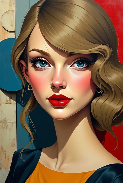 Create an image of a cubist-style portrait of Juan Gris by singer Taylor Swift.