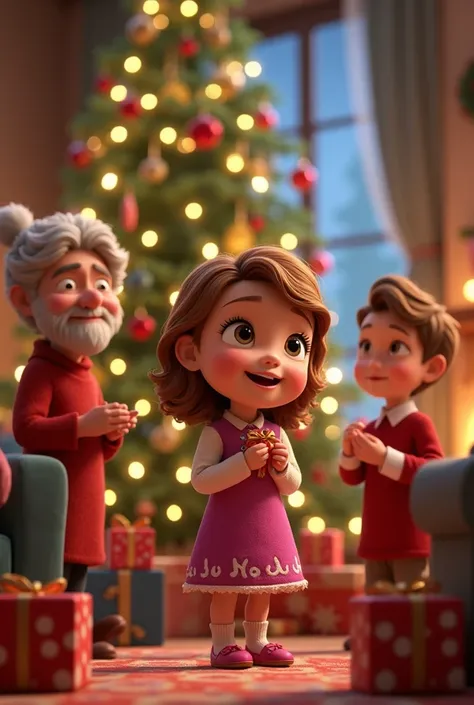 Sofia watches her family celebrate Christmas,  animated 