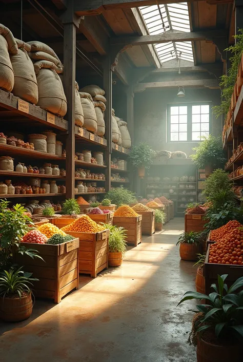 a warehouse of natural products from outside 