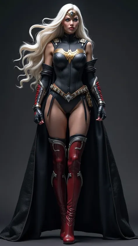 ((( Jacket or black lycra on the body ))),((( Gladiator skirt ))),(((Batman logo on her chest ))),(((Wonder Woman))),((( A beautiful woman with long black hair blue eyes under the mantle of the warrior Batgirl))),(((Batman logo or emblem ))),((( jacket or ...