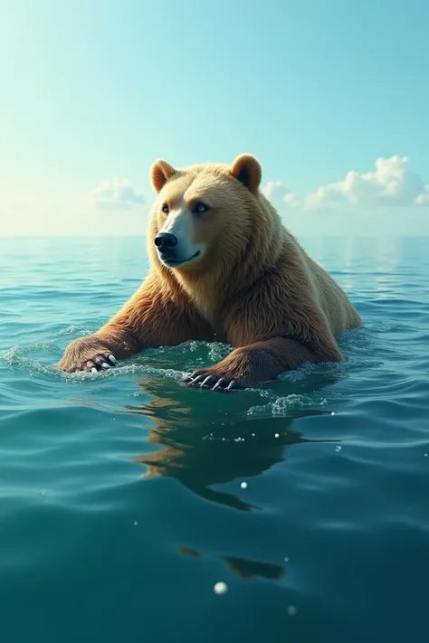 A bear floating in the sea