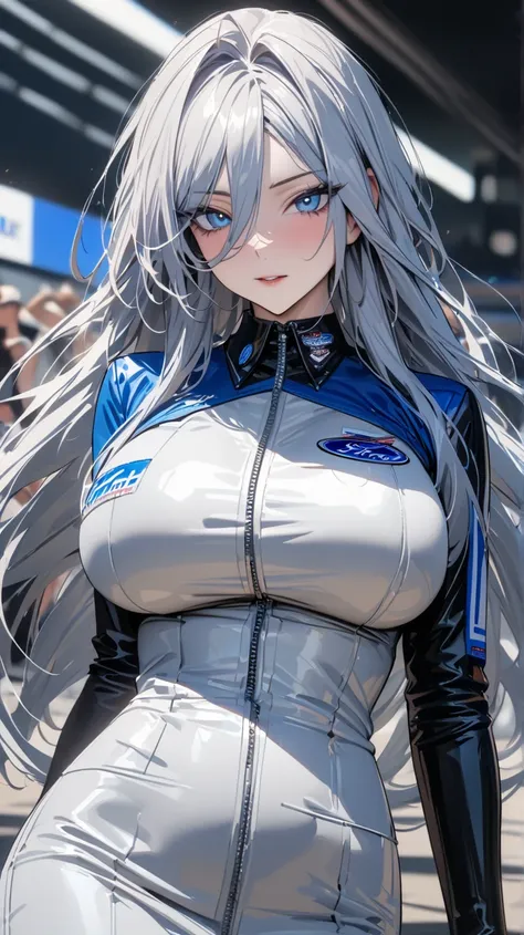 masterpiece , Modern, Verism, masterpiece,  super detail ,  Best quality , 4k ,(( adult face)), Women, wearing a white coat ,Mature Women アメスク Rubia ojos azules 
Cabello azul, PLANO AMERICANO,  long hair ,  Big breasts ,  blue eyes ,race_queen Nurse Sexy F...