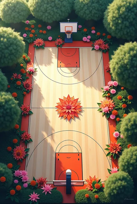 A basketball court design based on flowers 