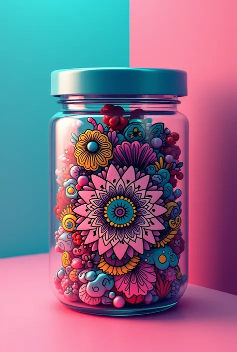 Plastic jar and pink tattoo type image