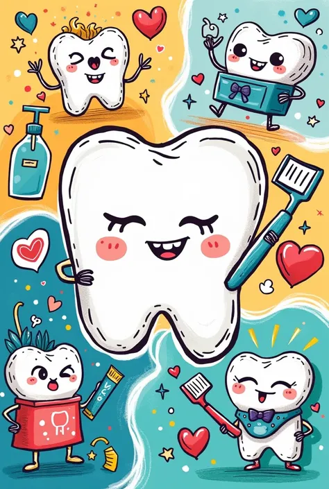 doodle art poster about dentist health