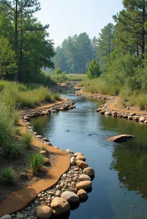 Stepping stong  creation for habitat restoration	Recreate natural habitats for fish and aquatic species	Traps sediment, reduces flooding, and provides calm zones for aquatic life	Multi-tiered structures with coir mats and rocks, submerged logs, gravel beds...