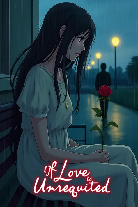 The following is a detailed concept for the thumbnail of the novel "If Love is Unrequited":

 1. Main Character

 Alya:

 A young woman with a sad expression, showing loneliness and doubt.

 Long black hair blowing in the wind, wearing simple but elegant c...