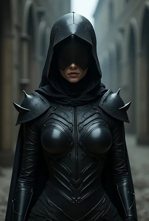 All-white Berserk Gothic Armor with 、A woman with a beautiful face wearing all-black Berserk Gothic armor wearing a helmet　 Realistic Photo Quality 　Asian