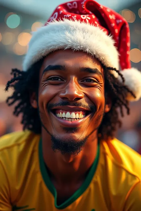 Create an image of Ronaldinho Gaúcho with the Christmas hat