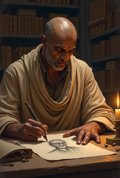 Chanakya with his hand sketch