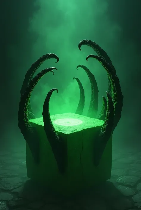 Make me an image of a Green Altar with black with claws