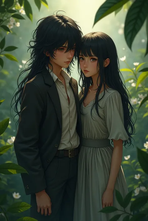 Black-haired boy and girl