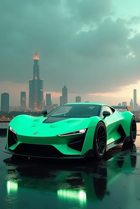 Light green electric super sports car year 2025