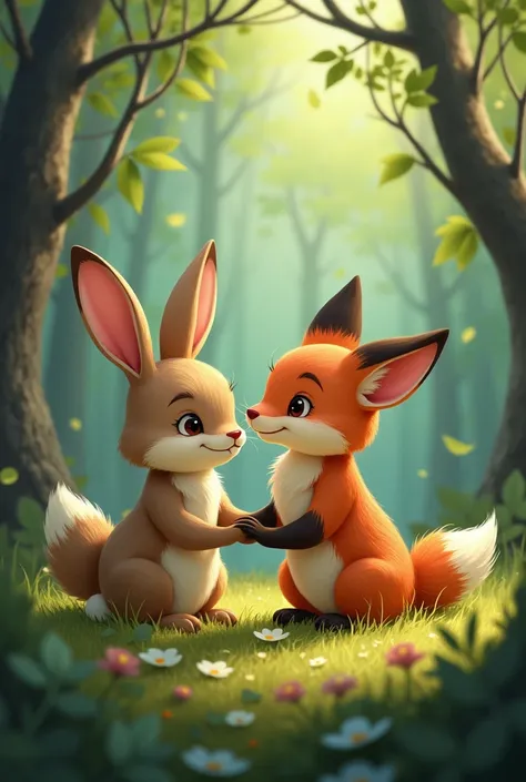 Over time,  their friendship grew even stronger .  They began to help each other in every situation,  facing forest dangers , like storms or predators , Rabbit and the fox