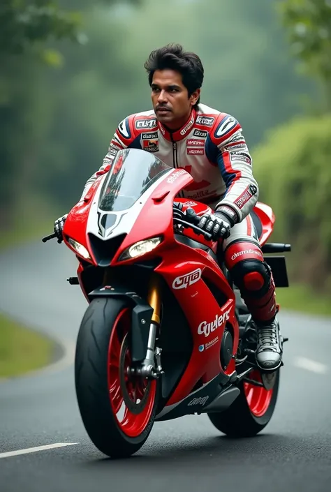 Image of sachin tendulkar riding a super bike