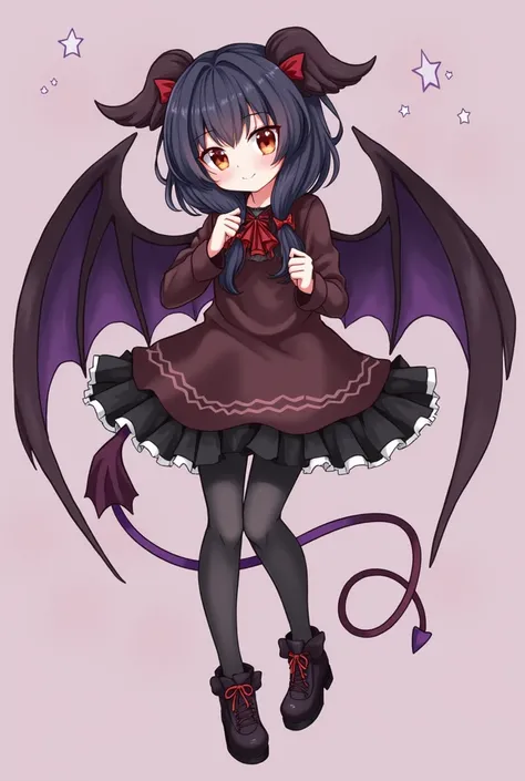 female demon, bat, winged, beautiful, chibi, charming