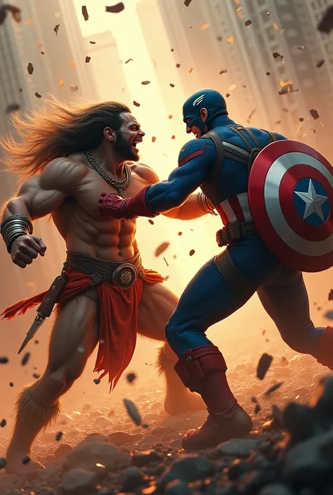 Hanuman ji kaptan America ko mukka maarte hue Captain America bhi mukka maarte hue aggressive roop se