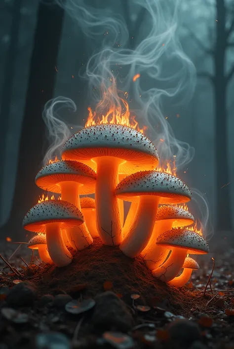 Burning and smoking mushrooms 