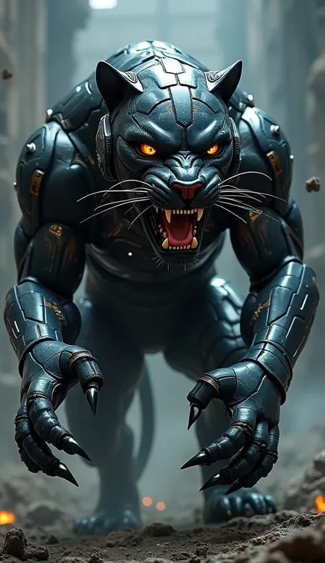 Brainiac DC merges with an angry and muscular Panther 