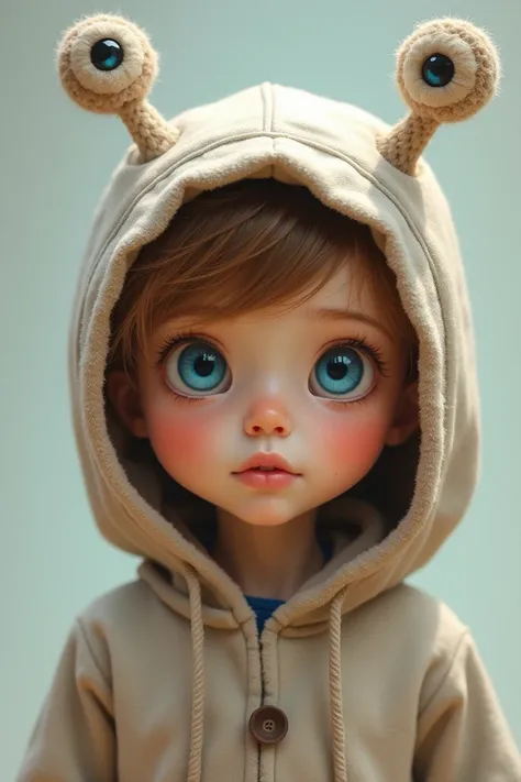 A boy with blue eyes with hoodie antennas 