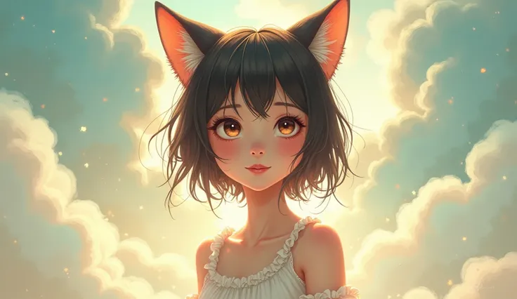 Illustration of a beautiful girl with cat ears